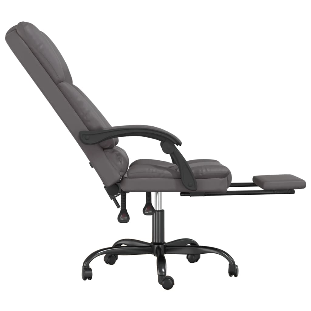 vidaXL Silla de oficina reclinable masaje cuero sintético gris