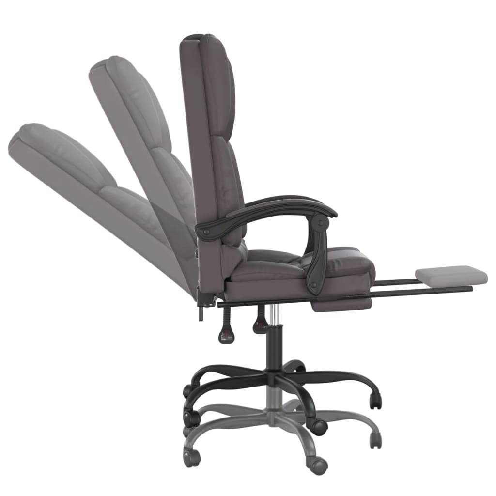 vidaXL Silla de oficina reclinable masaje cuero sintético gris