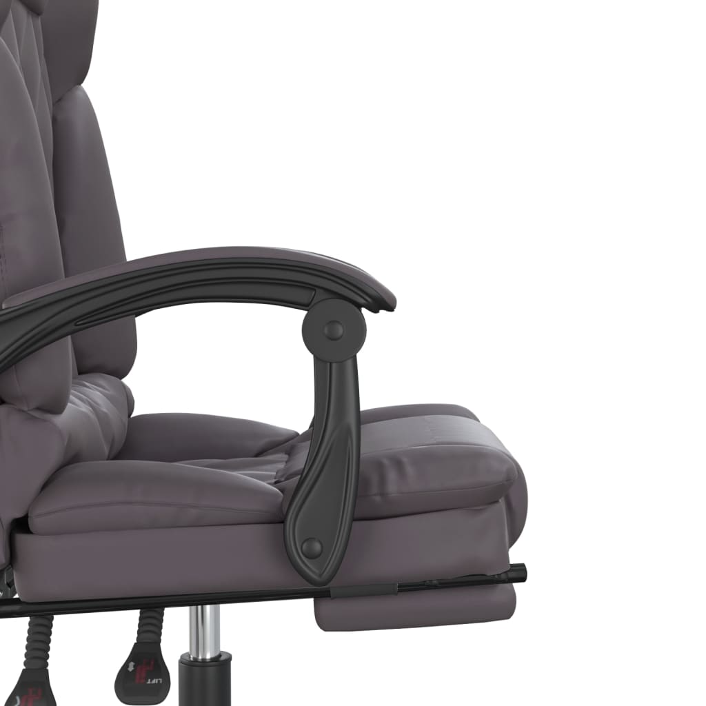 vidaXL Silla de oficina reclinable masaje cuero sintético gris