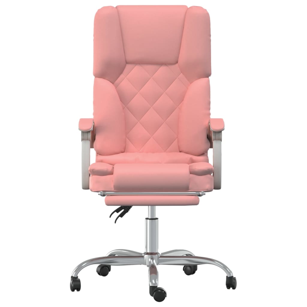 vidaXL Silla de oficina reclinable masaje cuero sintético rosa