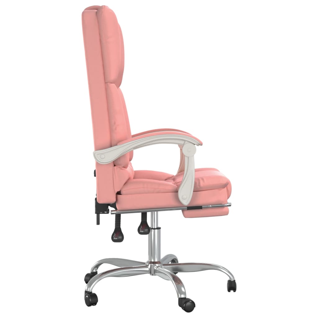 vidaXL Silla de oficina reclinable masaje cuero sintético rosa