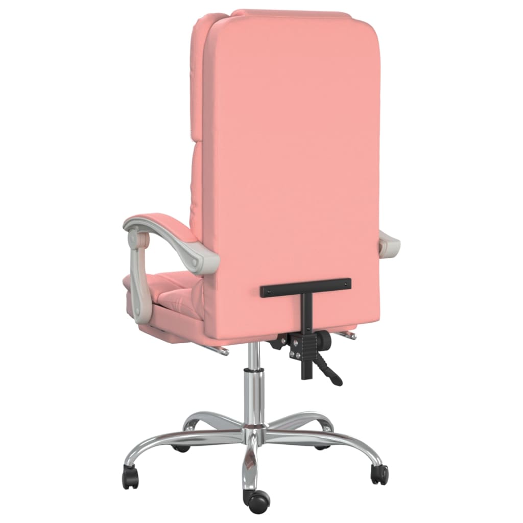 vidaXL Silla de oficina reclinable masaje cuero sintético rosa