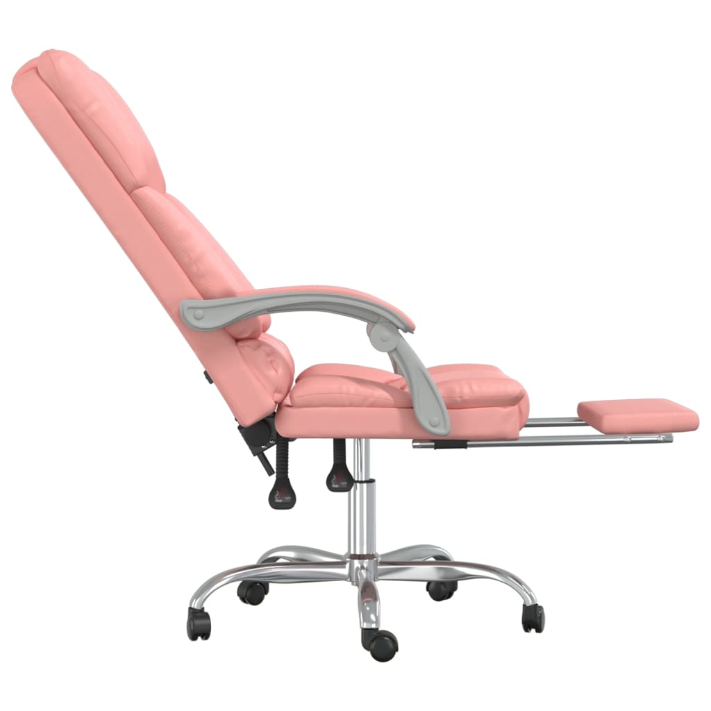 vidaXL Silla de oficina reclinable masaje cuero sintético rosa