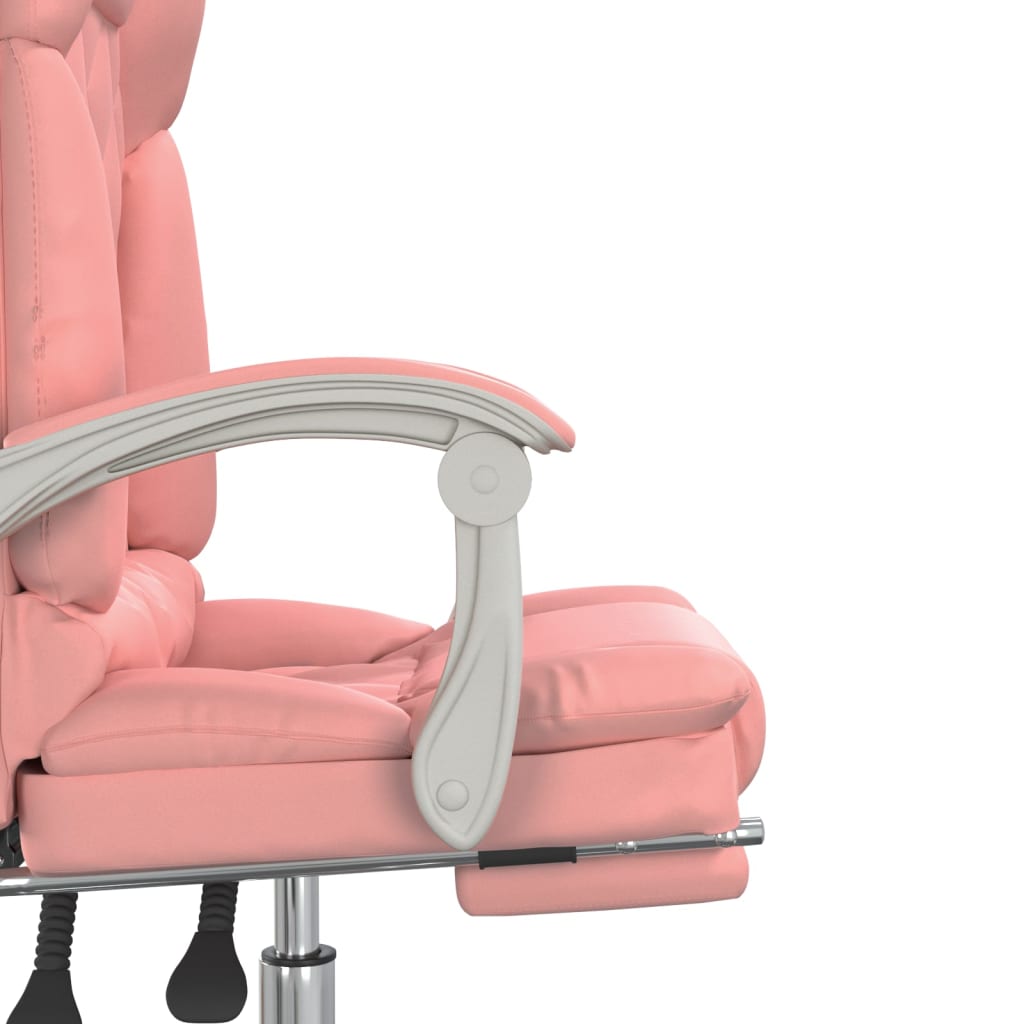 vidaXL Silla de oficina reclinable masaje cuero sintético rosa