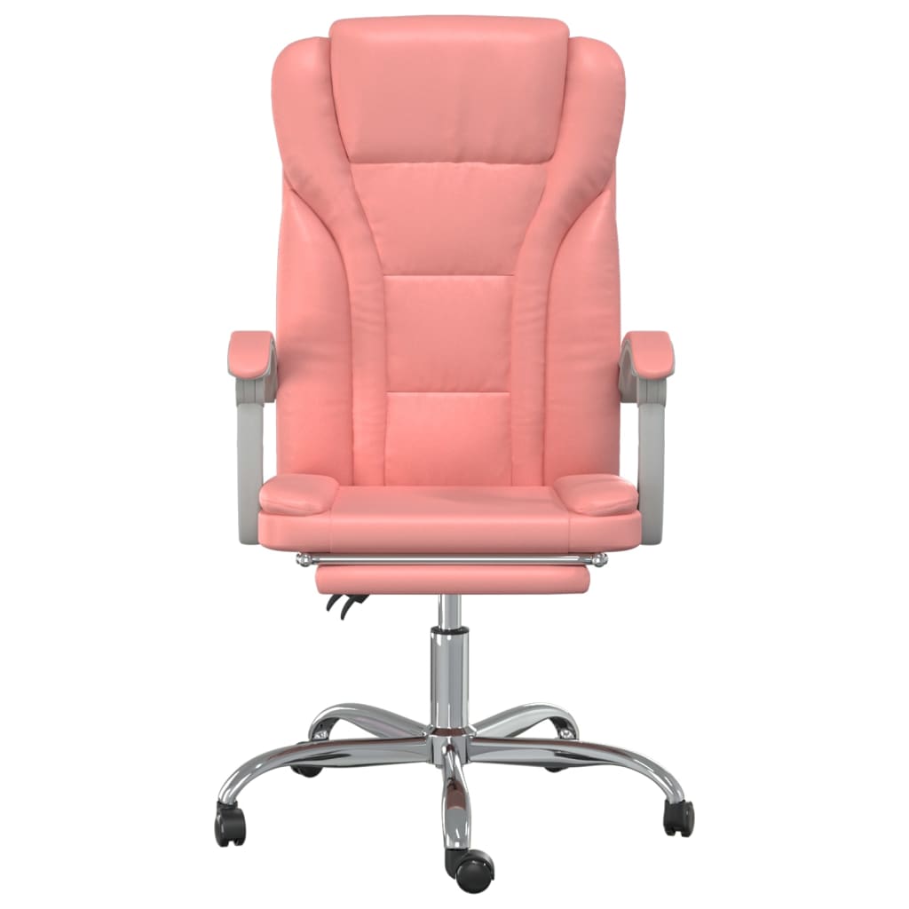 vidaXL Silla de oficina reclinable cuero sintético rosa