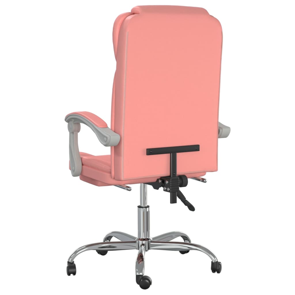 vidaXL Silla de oficina reclinable cuero sintético rosa