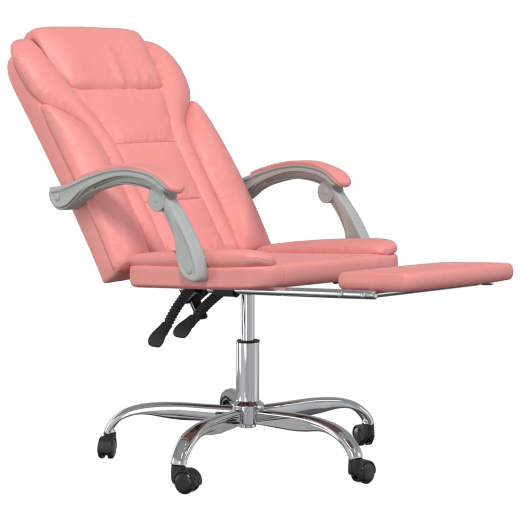 vidaXL Silla de oficina reclinable cuero sintético rosa