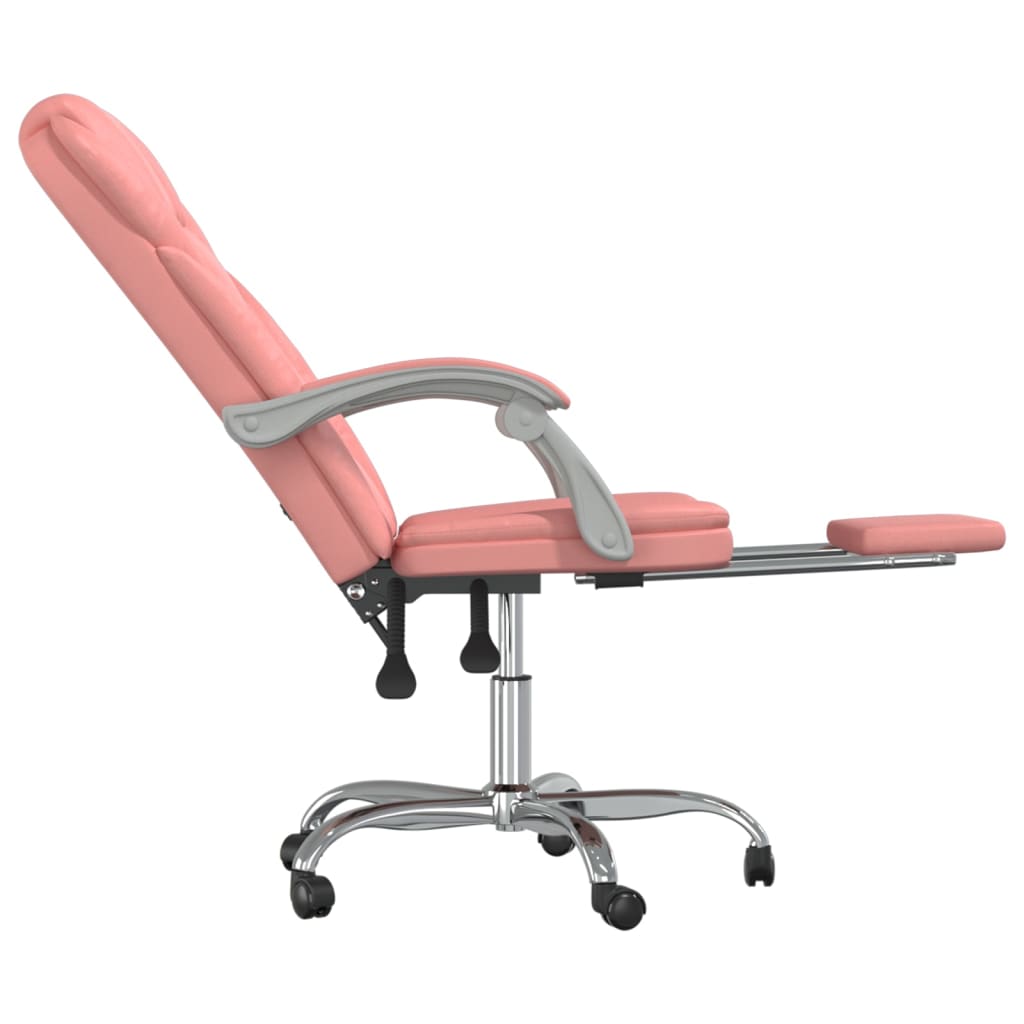 vidaXL Silla de oficina reclinable cuero sintético rosa