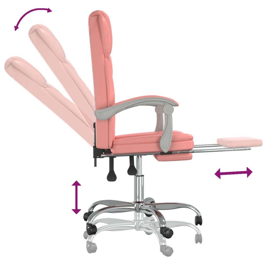 vidaXL Silla de oficina reclinable cuero sintético rosa