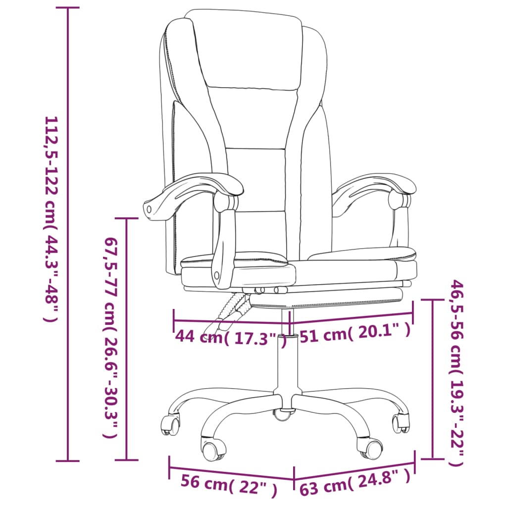 vidaXL Silla de oficina reclinable cuero sintético rosa