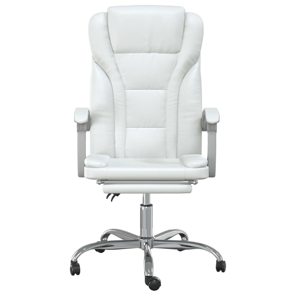 vidaXL Silla de oficina reclinable cuero sintético blanco