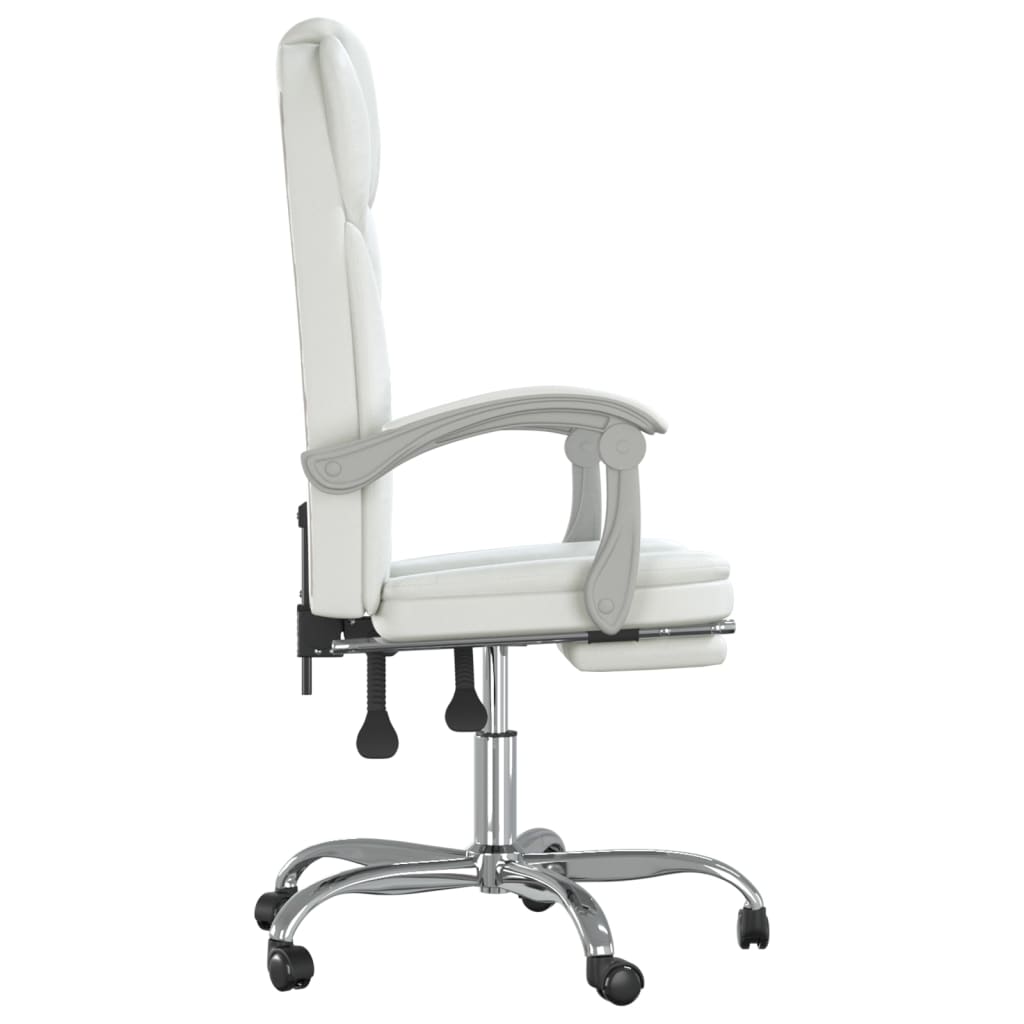 vidaXL Silla de oficina reclinable cuero sintético blanco