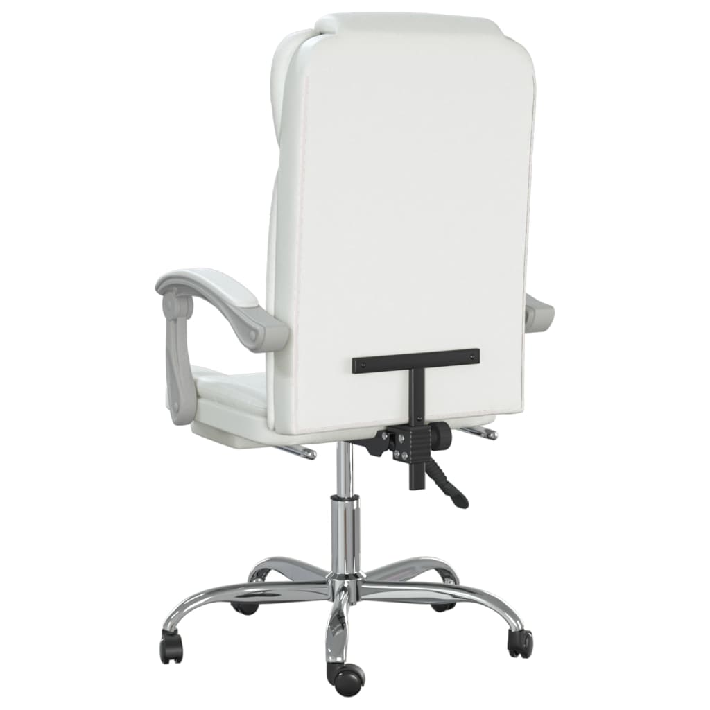 vidaXL Silla de oficina reclinable cuero sintético blanco