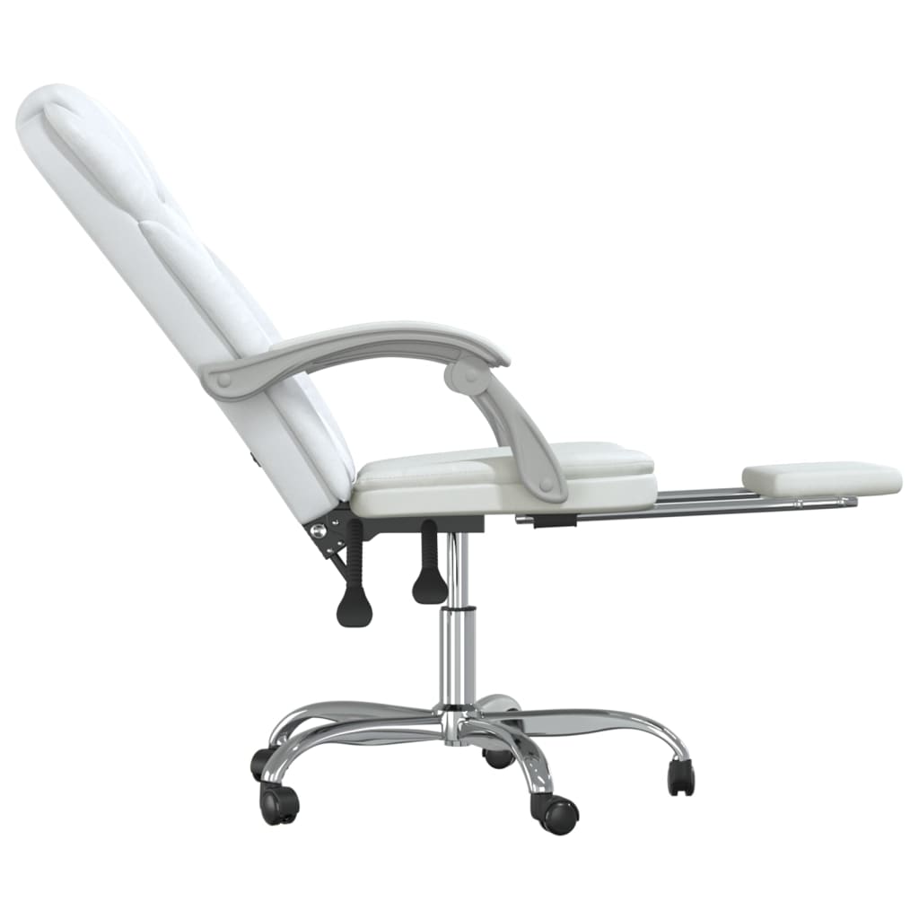 vidaXL Silla de oficina reclinable cuero sintético blanco