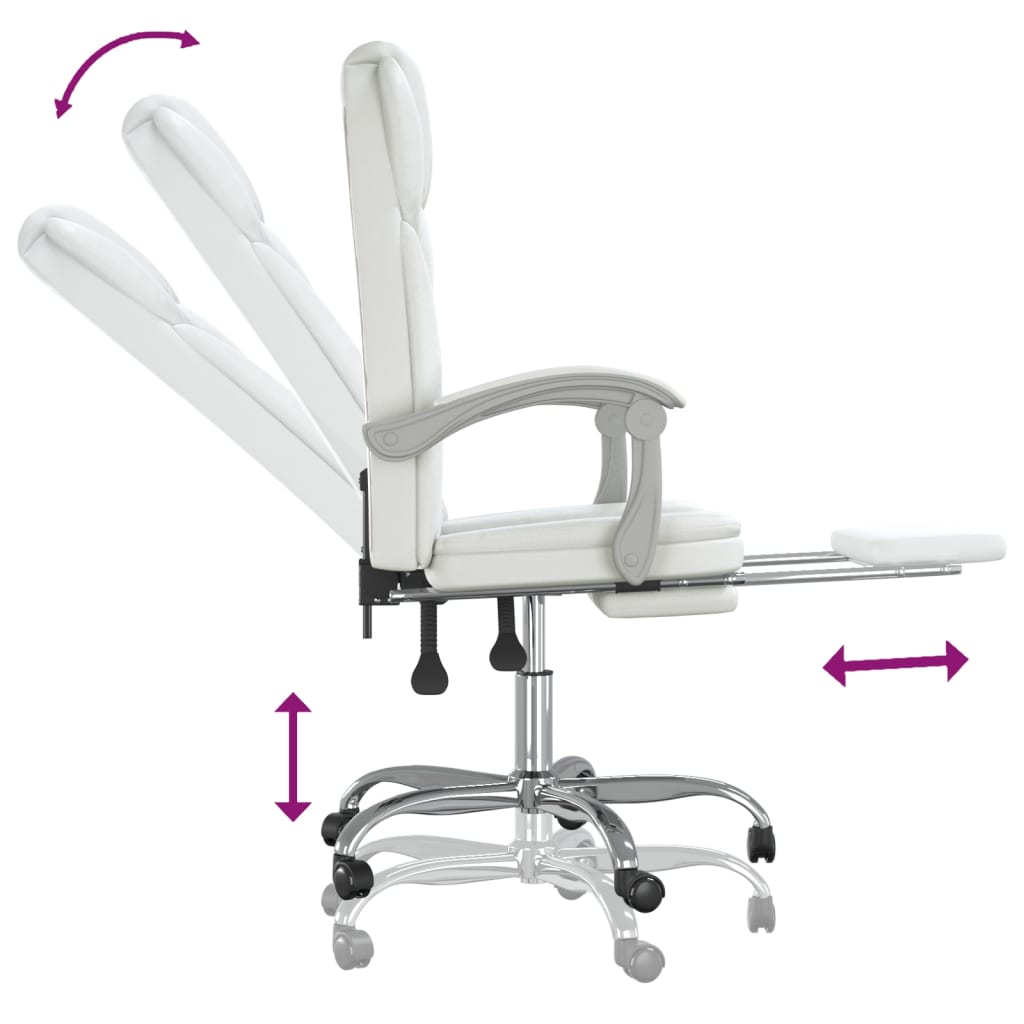 vidaXL Silla de oficina reclinable cuero sintético blanco