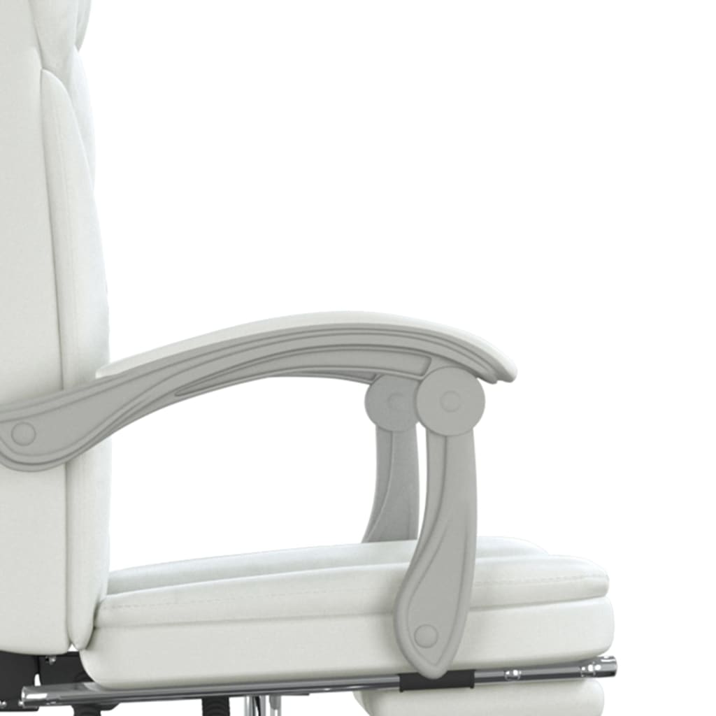 vidaXL Silla de oficina reclinable cuero sintético blanco