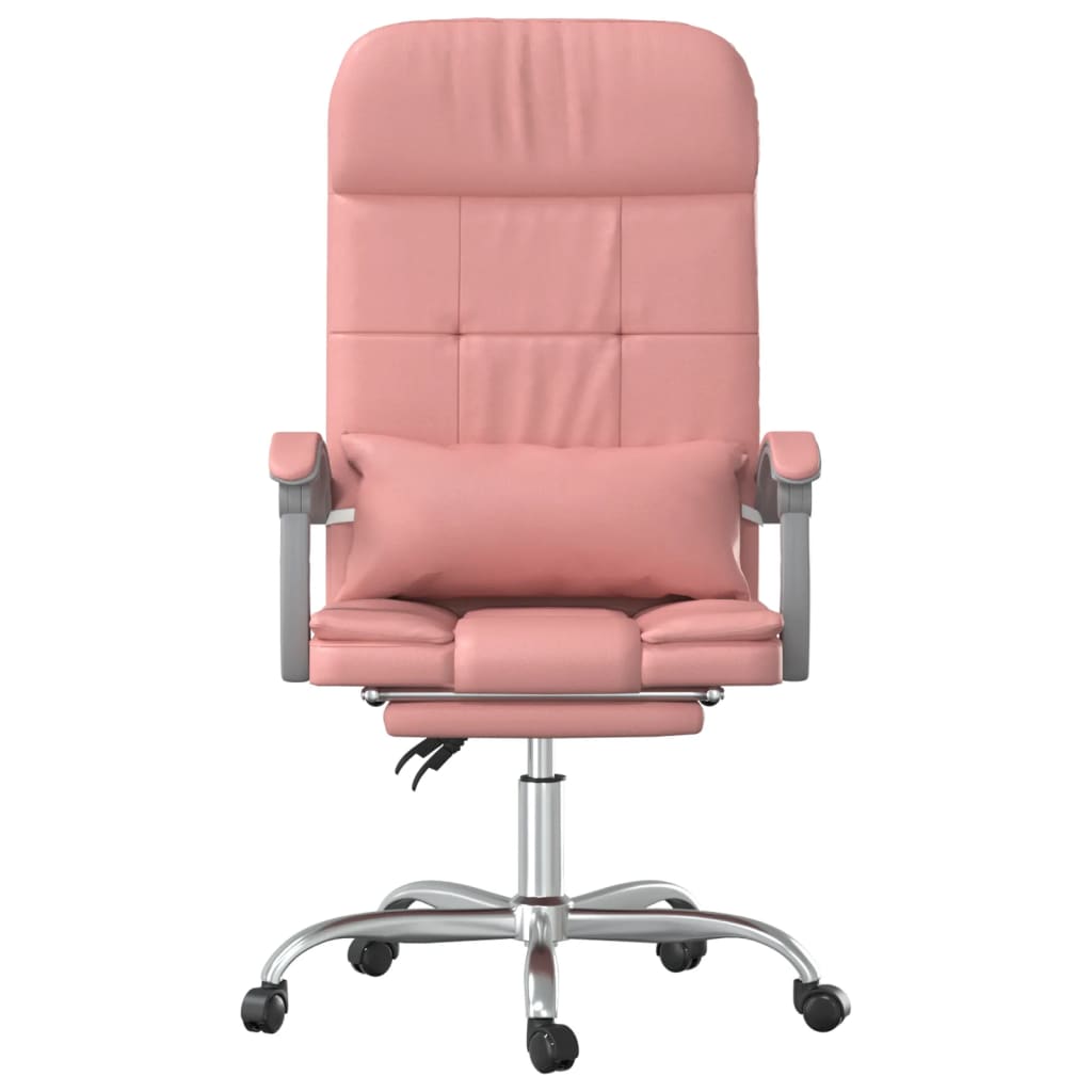 vidaXL Silla de oficina reclinable masaje cuero sintético rosa