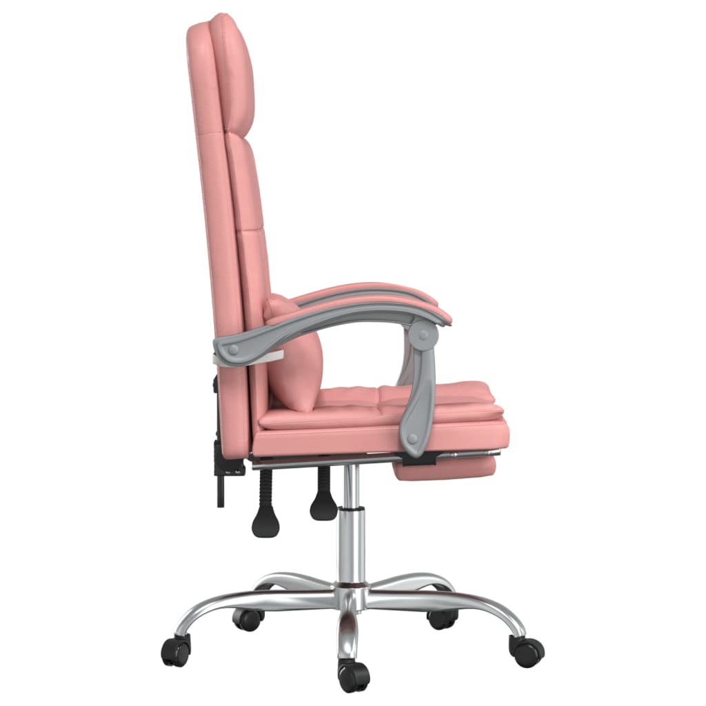 vidaXL Silla de oficina reclinable masaje cuero sintético rosa