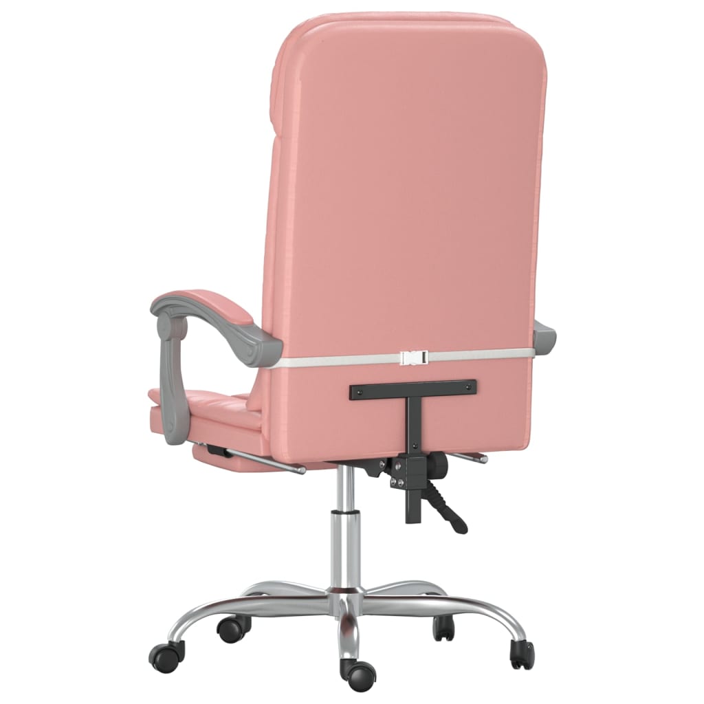 vidaXL Silla de oficina reclinable masaje cuero sintético rosa