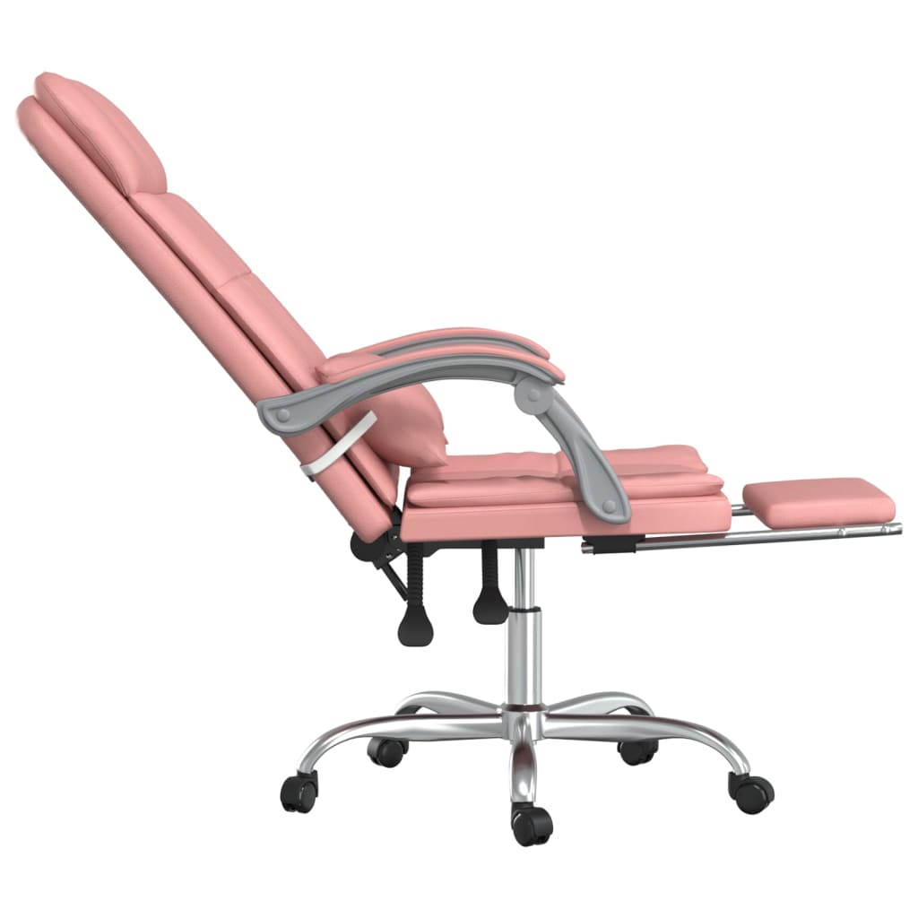 vidaXL Silla de oficina reclinable masaje cuero sintético rosa