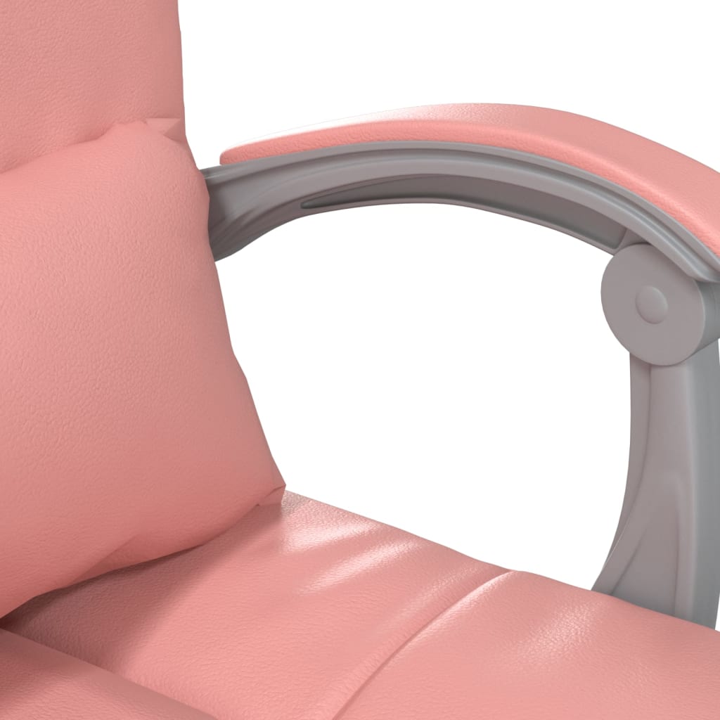 vidaXL Silla de oficina reclinable masaje cuero sintético rosa