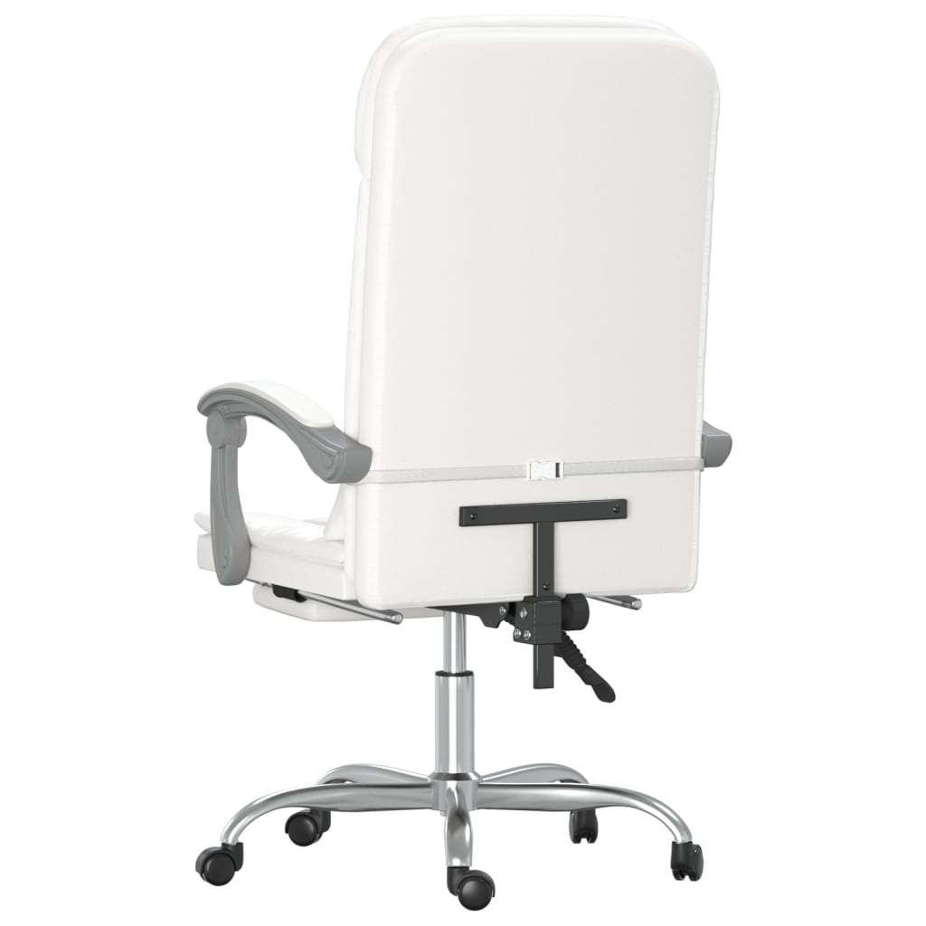 vidaXL Silla de oficina reclinable masaje cuero sintético blanco