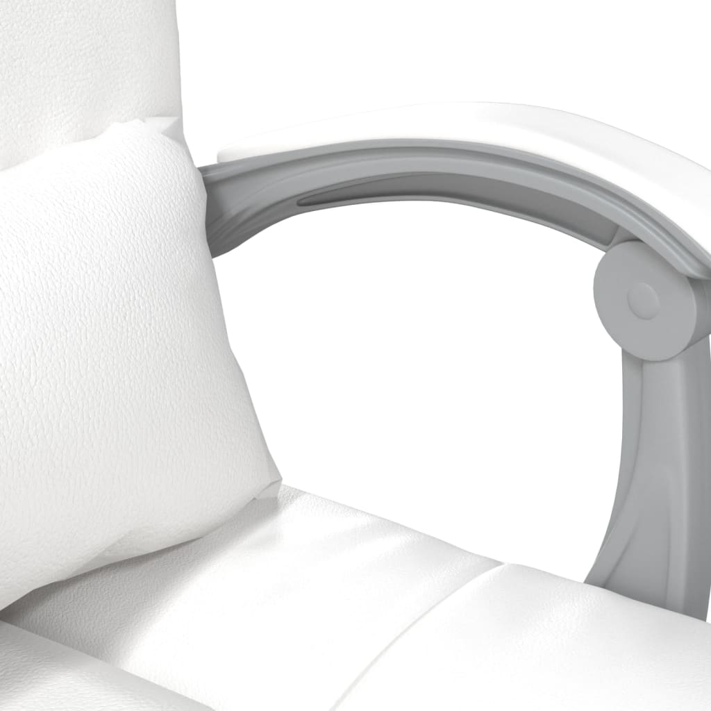 vidaXL Silla de oficina reclinable masaje cuero sintético blanco