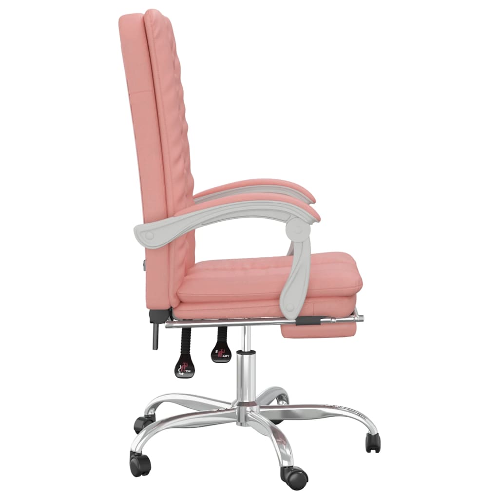 vidaXL Silla de oficina reclinable cuero sintético rosa