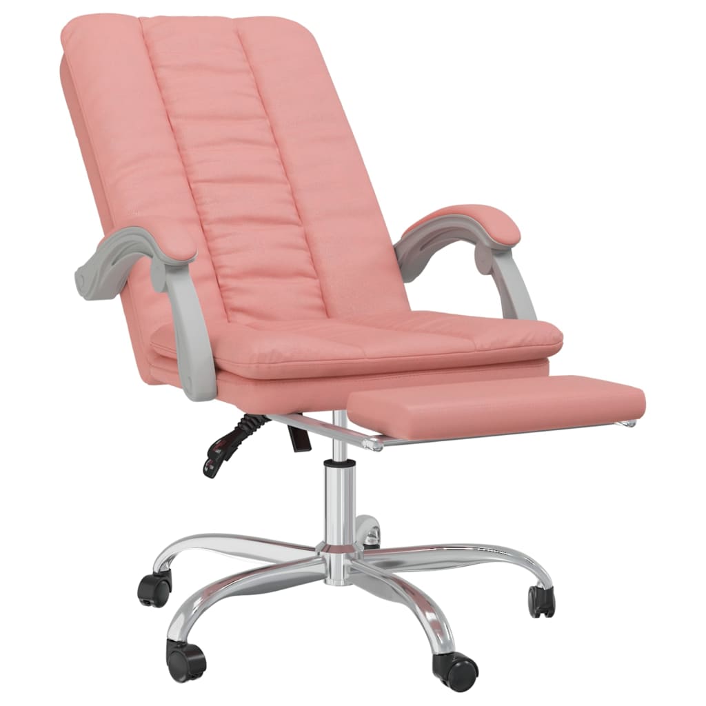 vidaXL Silla de oficina reclinable cuero sintético rosa