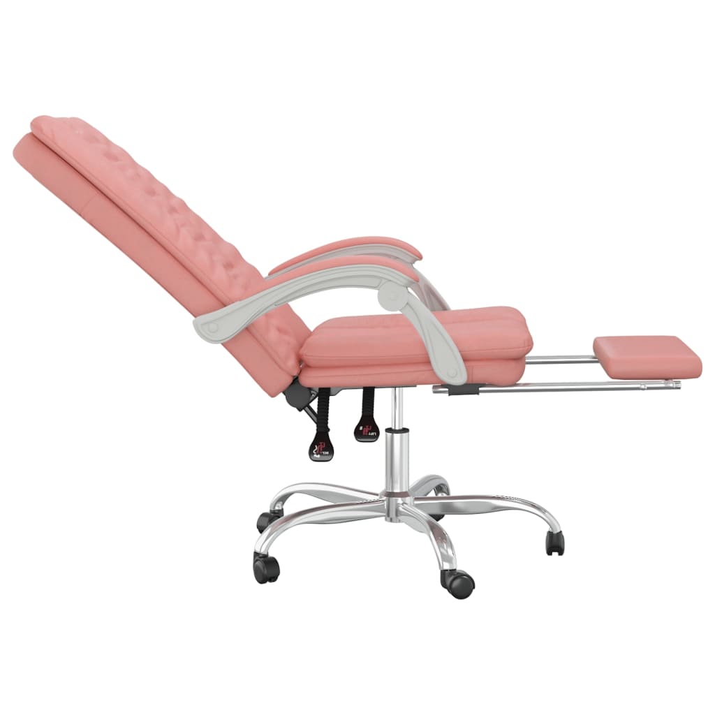 vidaXL Silla de oficina reclinable cuero sintético rosa