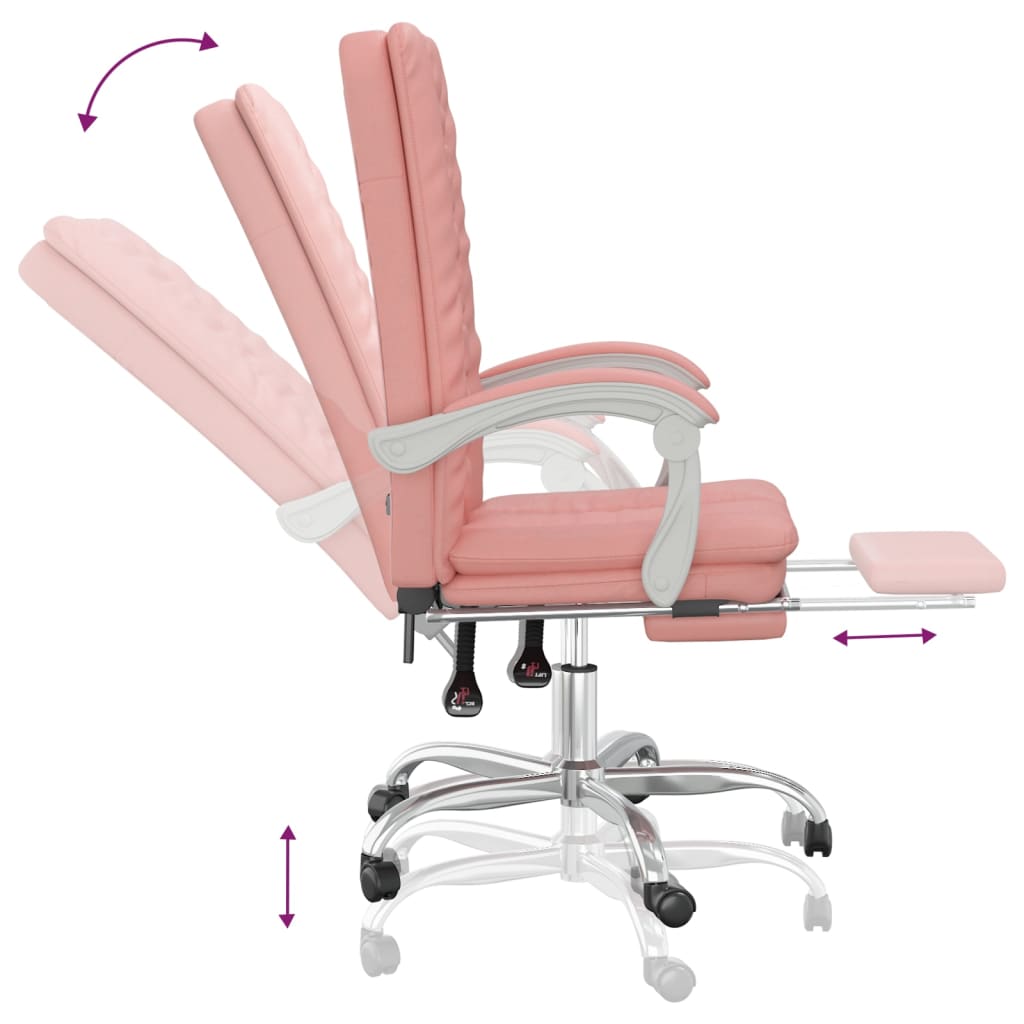 vidaXL Silla de oficina reclinable cuero sintético rosa