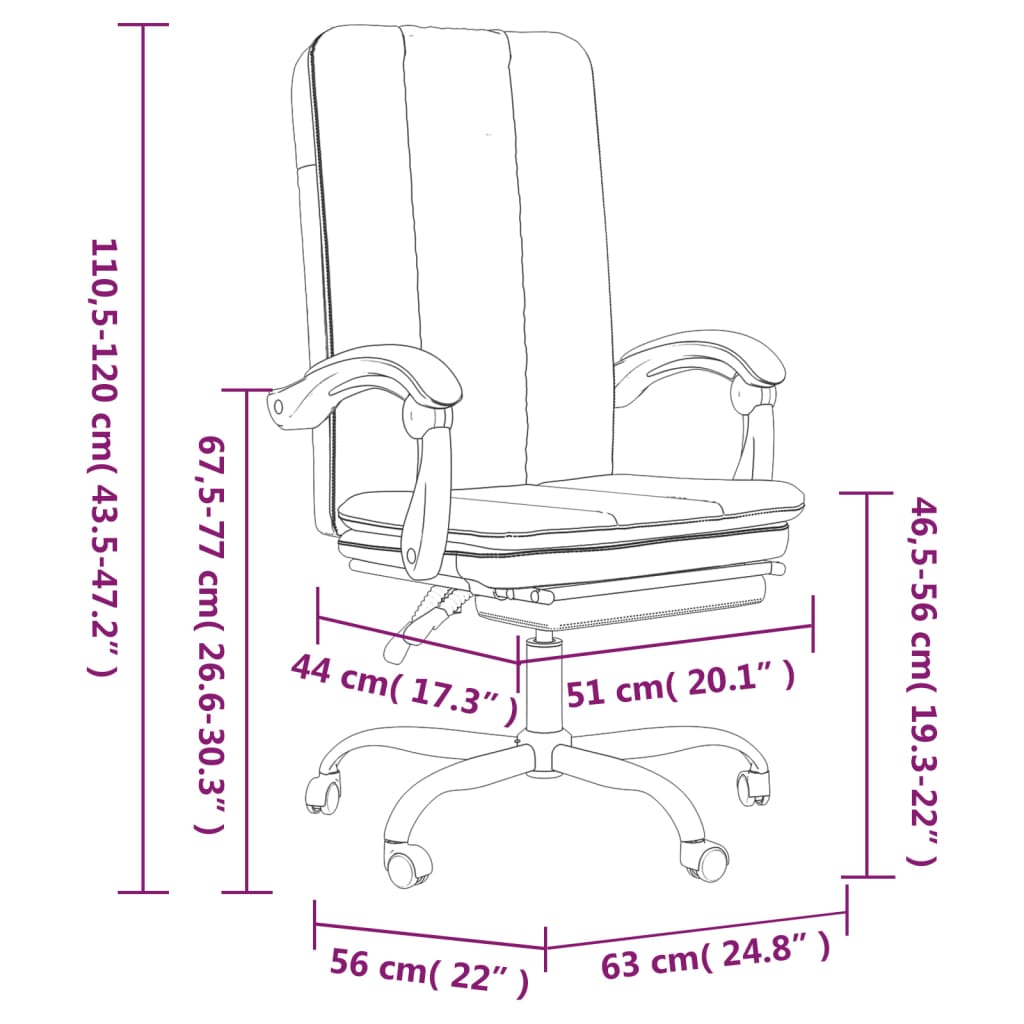 vidaXL Silla de oficina reclinable cuero sintético rosa