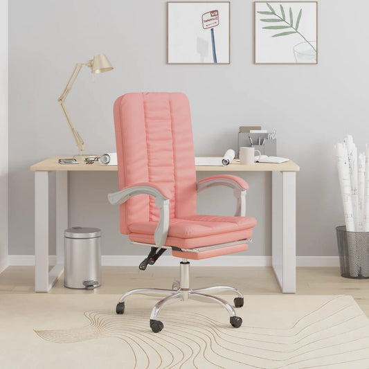 vidaXL Silla de oficina reclinable cuero sintético rosa