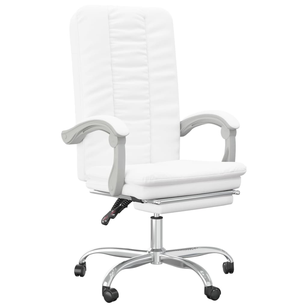 vidaXL Silla de oficina reclinable cuero sintético blanco