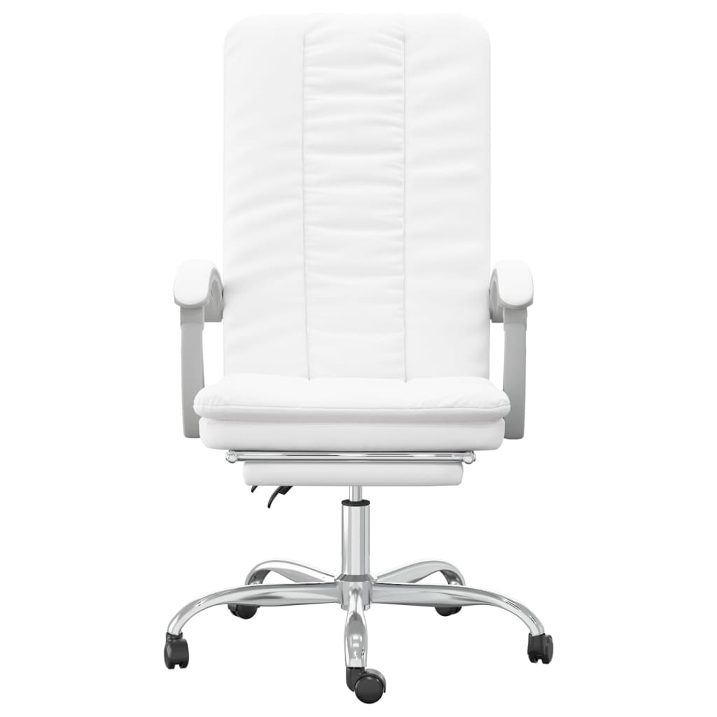 vidaXL Silla de oficina reclinable cuero sintético blanco