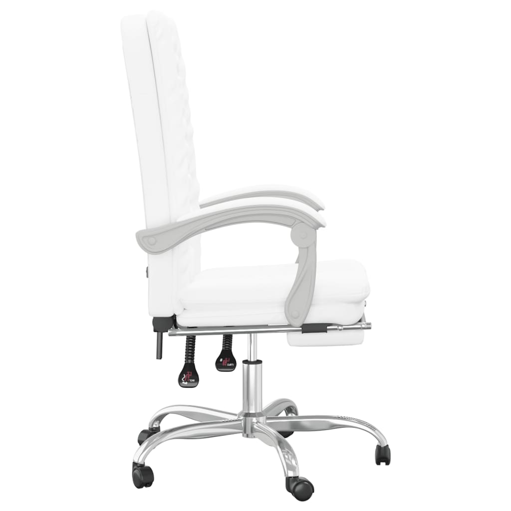 vidaXL Silla de oficina reclinable cuero sintético blanco