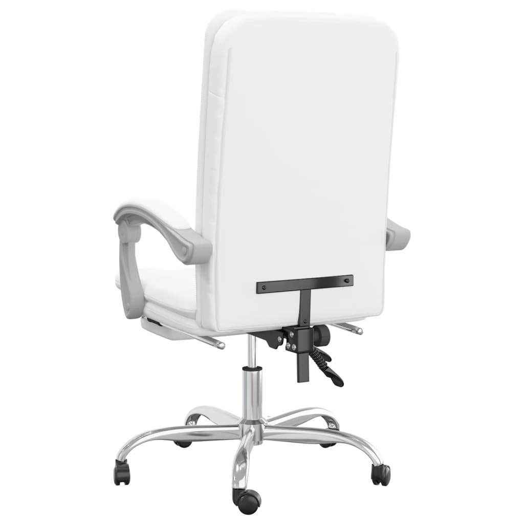 vidaXL Silla de oficina reclinable cuero sintético blanco