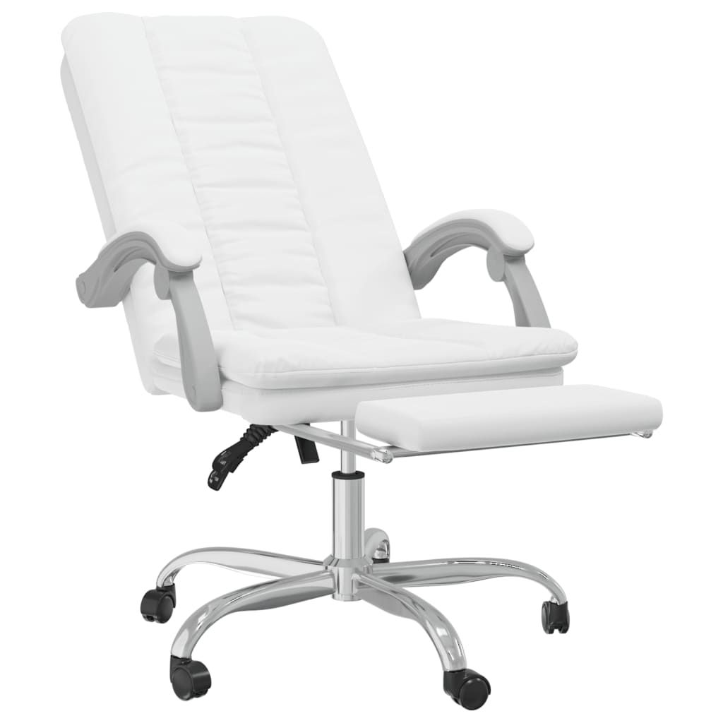 vidaXL Silla de oficina reclinable cuero sintético blanco