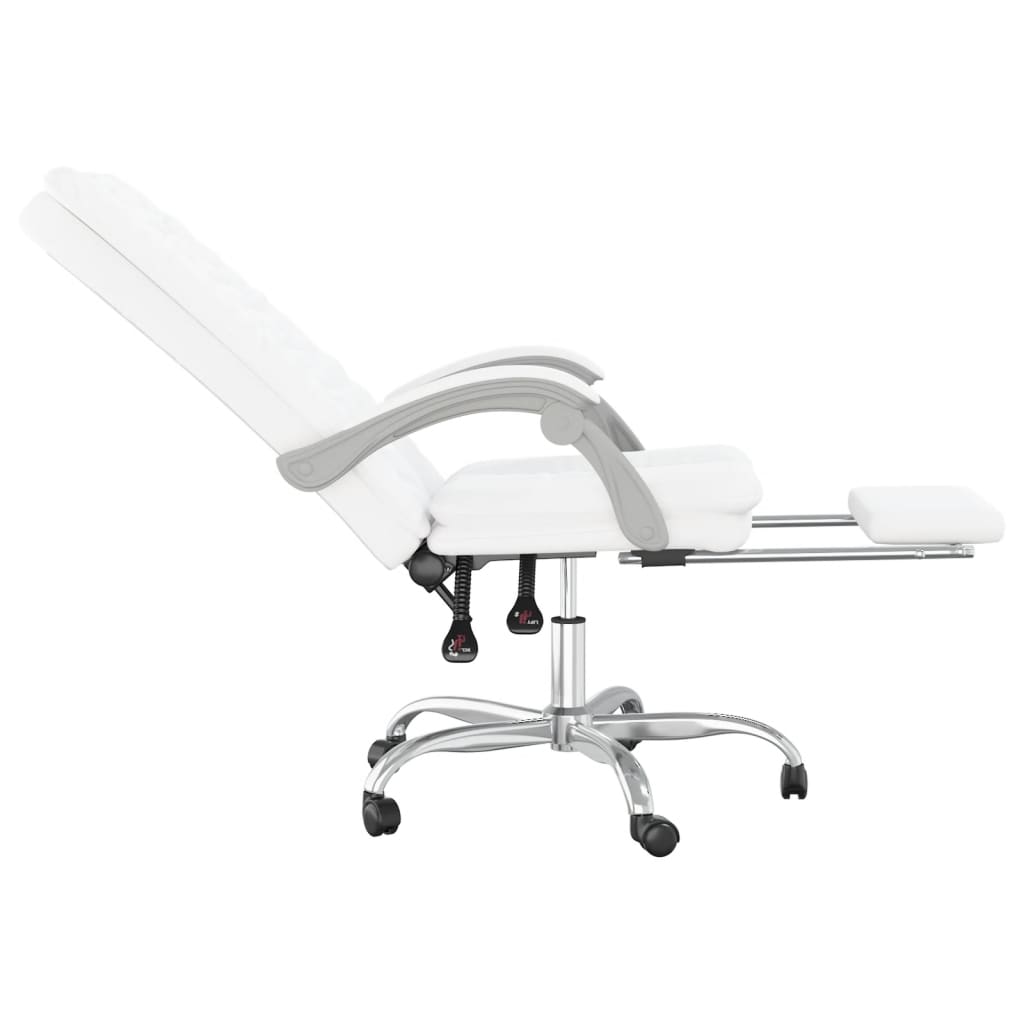 vidaXL Silla de oficina reclinable cuero sintético blanco