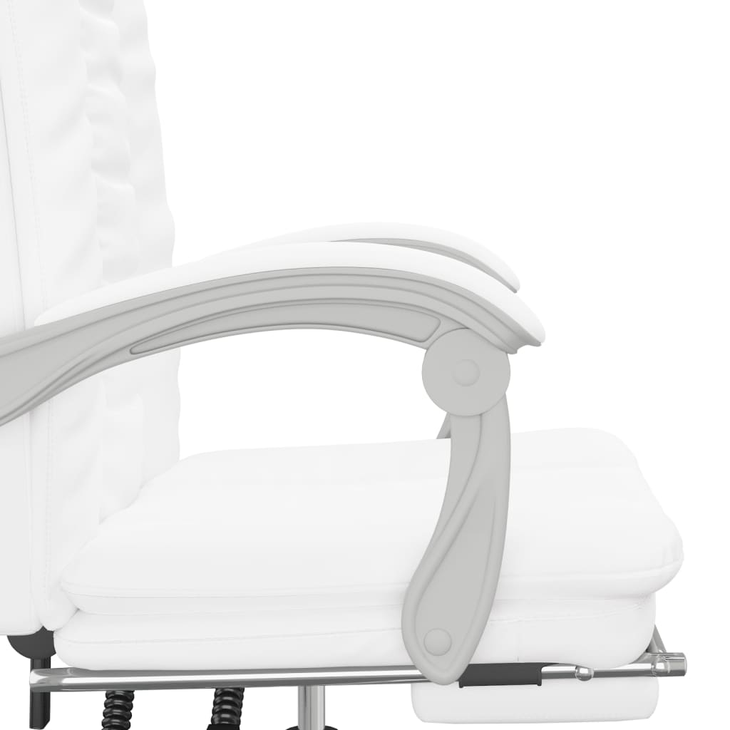 vidaXL Silla de oficina reclinable cuero sintético blanco