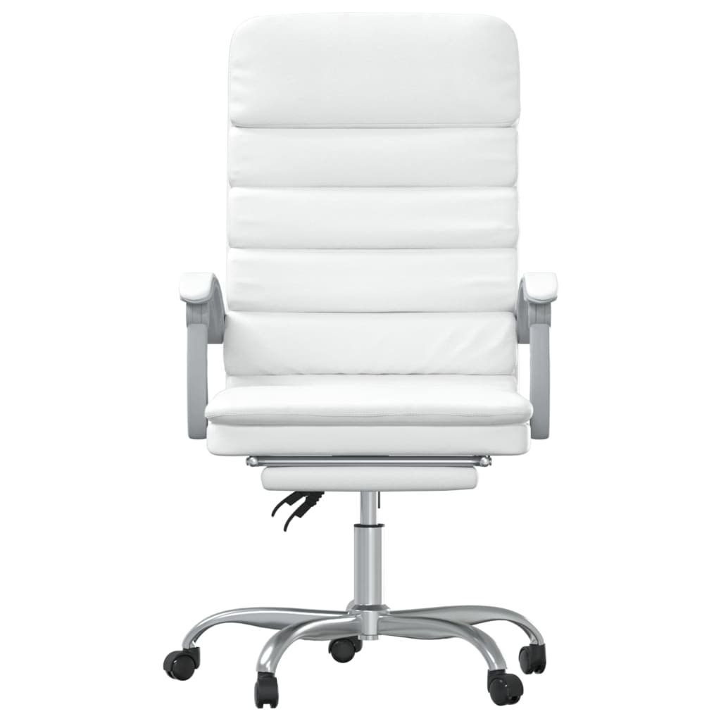 vidaXL Silla de oficina reclinable masaje cuero sintético blanco