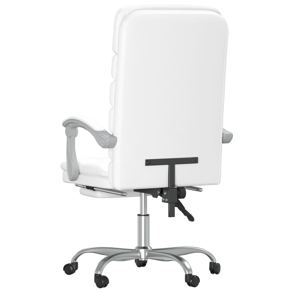 vidaXL Silla de oficina reclinable masaje cuero sintético blanco