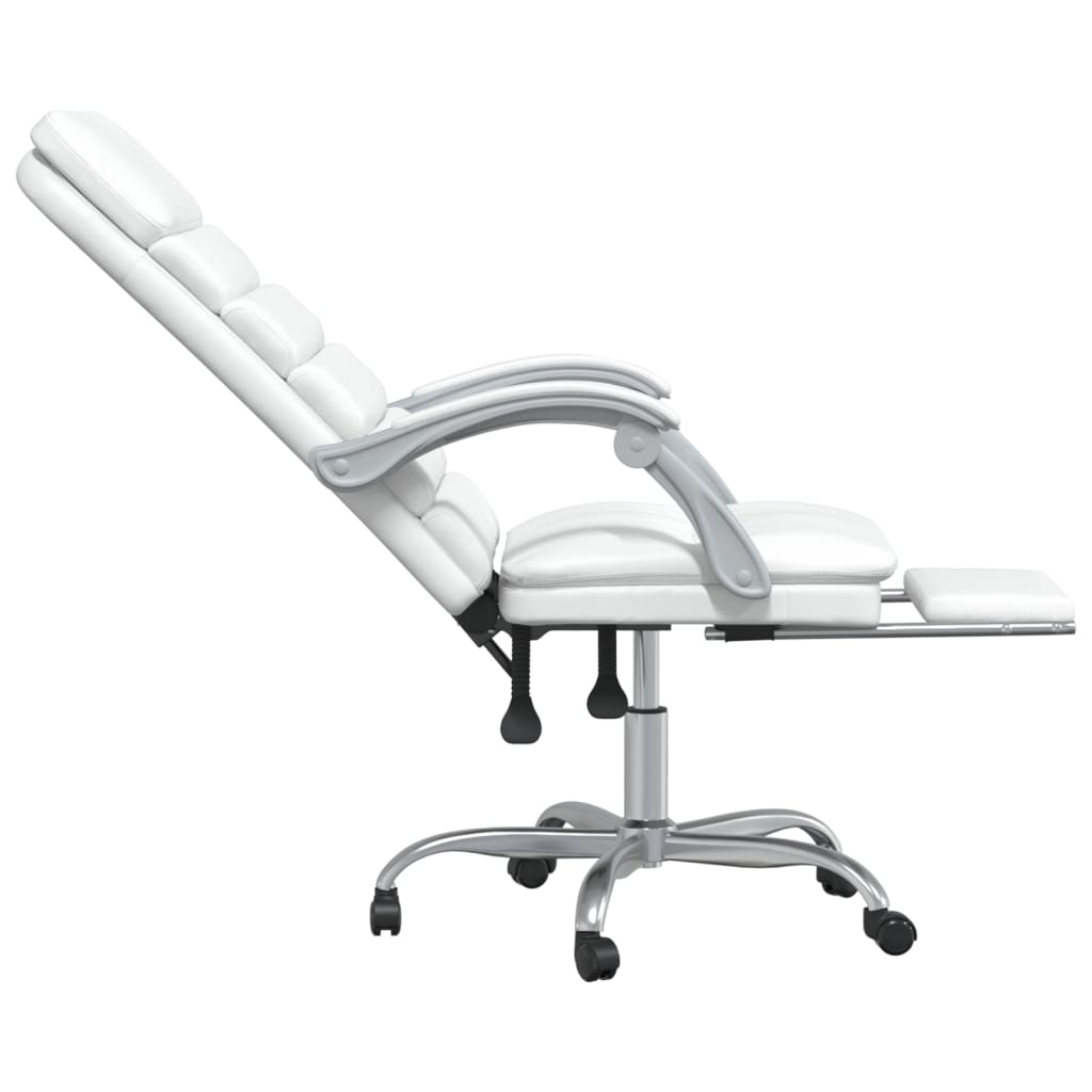 vidaXL Silla de oficina reclinable masaje cuero sintético blanco