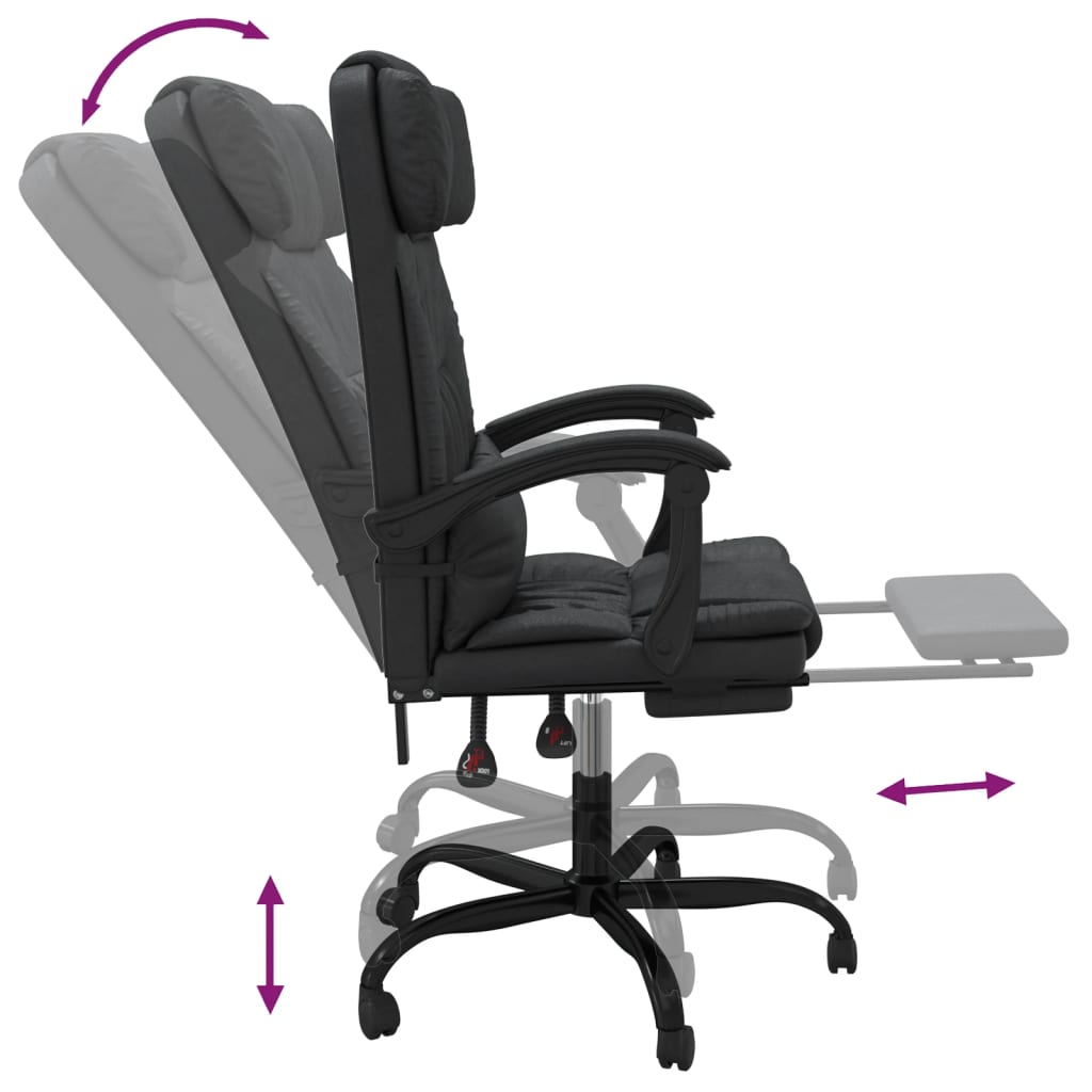 vidaXL Silla de oficina reclinable cuero sintético negro