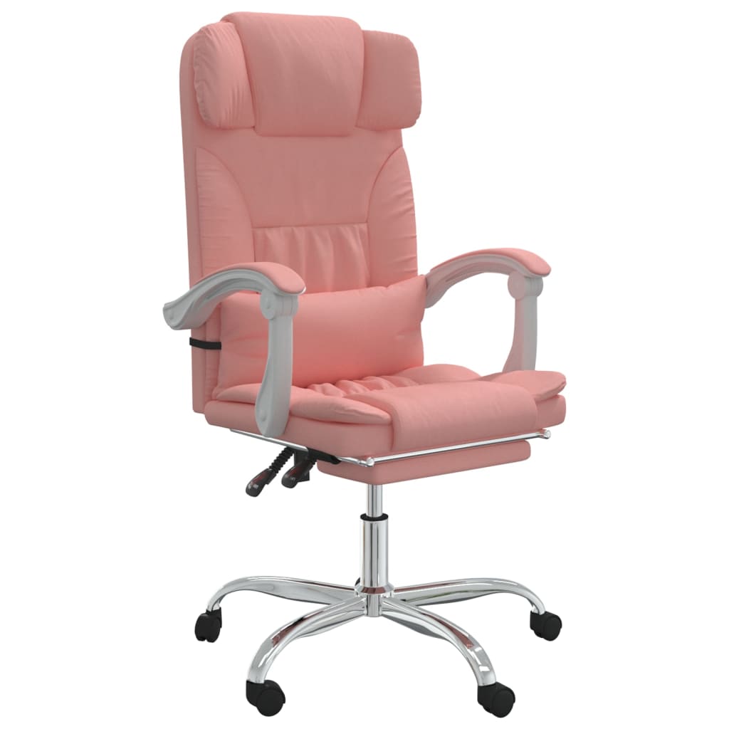 vidaXL Silla de oficina reclinable cuero sintético rosa