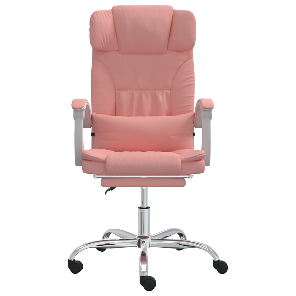 vidaXL Silla de oficina reclinable cuero sintético rosa