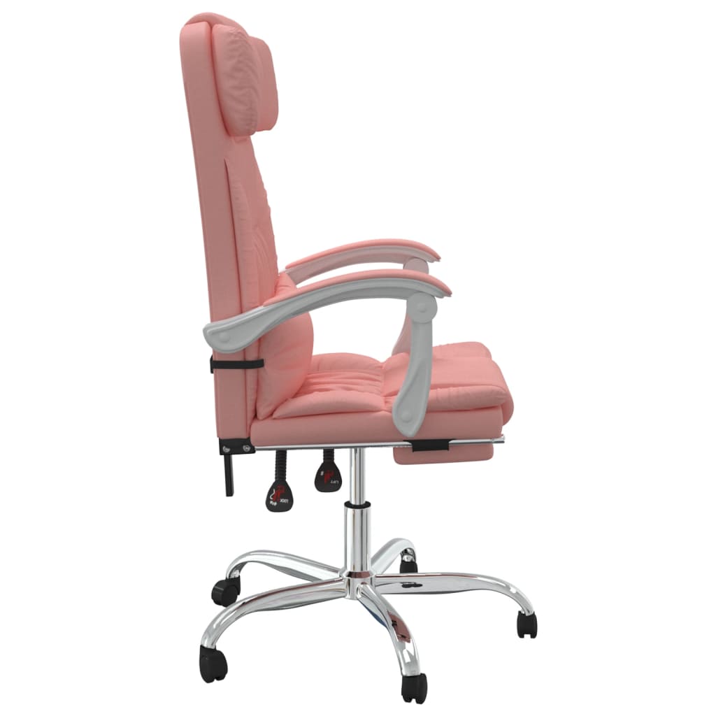 vidaXL Silla de oficina reclinable cuero sintético rosa