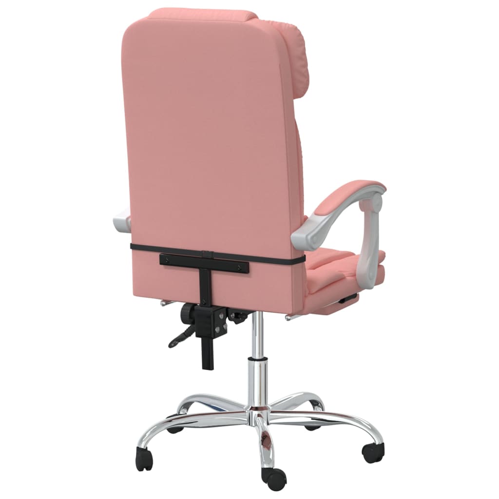 vidaXL Silla de oficina reclinable cuero sintético rosa