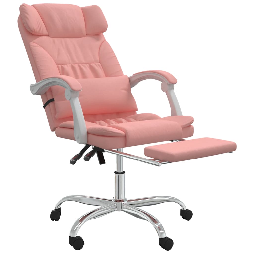 vidaXL Silla de oficina reclinable cuero sintético rosa