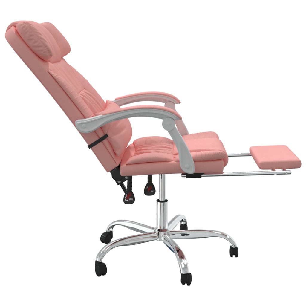 vidaXL Silla de oficina reclinable cuero sintético rosa